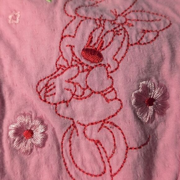Disney Minnie‎ Mouse Y2K Vintage Embroidered Floral Pink Romper Infant - Picture 5 of 7